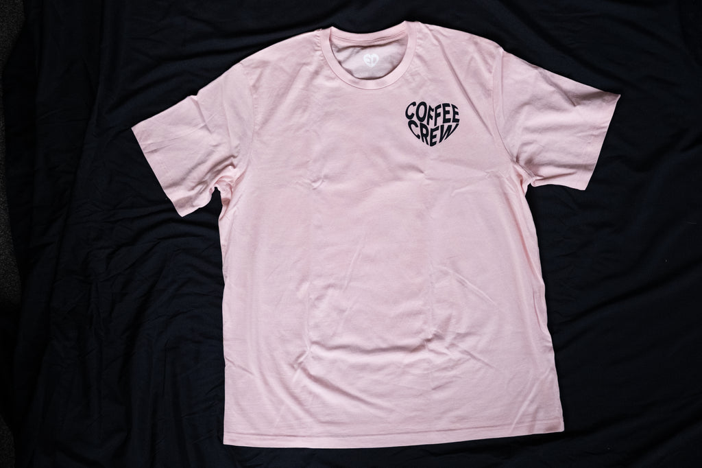 Pink t-shirt with 'Coffee Cream' text on a black background